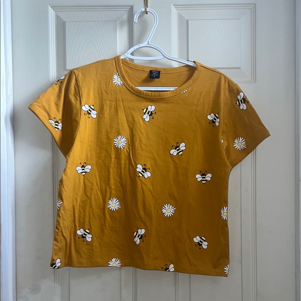 Bee Print Mustard Yellow Women's Top